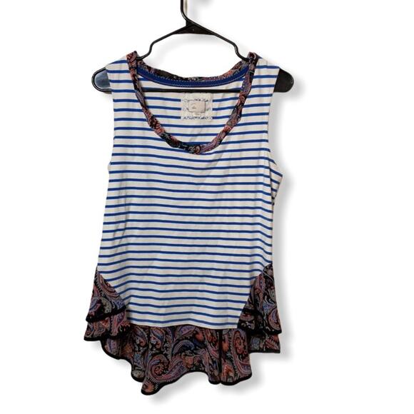 Anthropologie Postmark striped ruffled blouse M - Picture 1 of 9